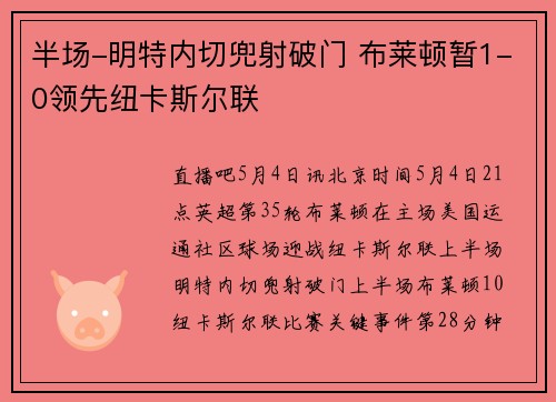 半场-明特内切兜射破门 布莱顿暂1-0领先纽卡斯尔联